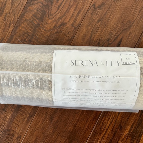 Serena and Lily Anza Striped Jute Flatweave Rug 2x3 *Brand New* Natural - Picture 3 of 5